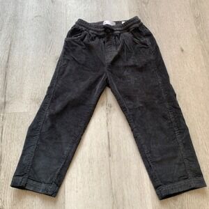 ZARA Kids Black Corduroy Pants Size 4-5 Elastic Waist Drawstring Baggy Fit